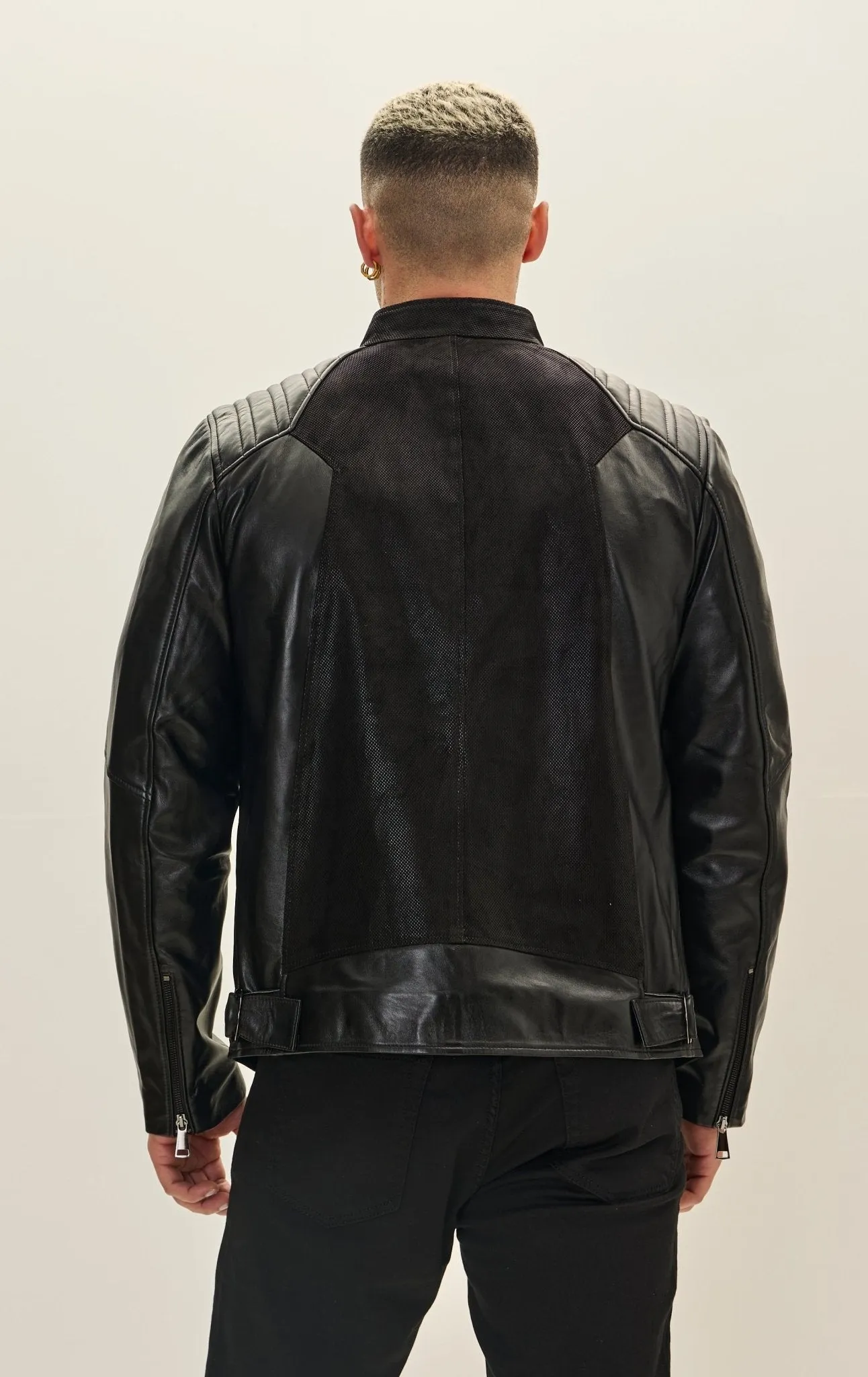 Leather Bomber Jacket - Black Suede