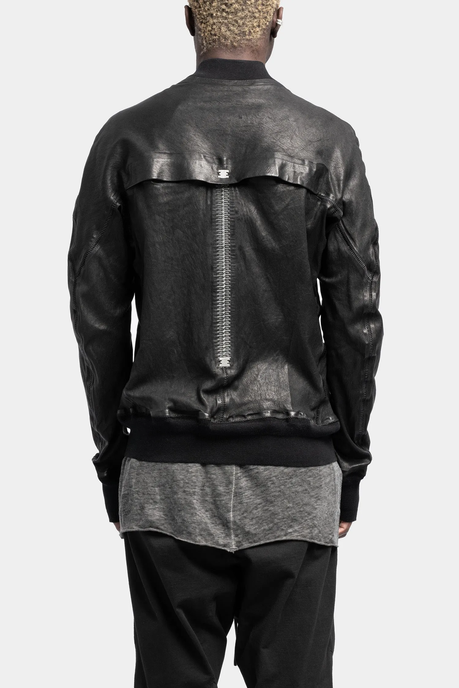 Leather bomber jacket