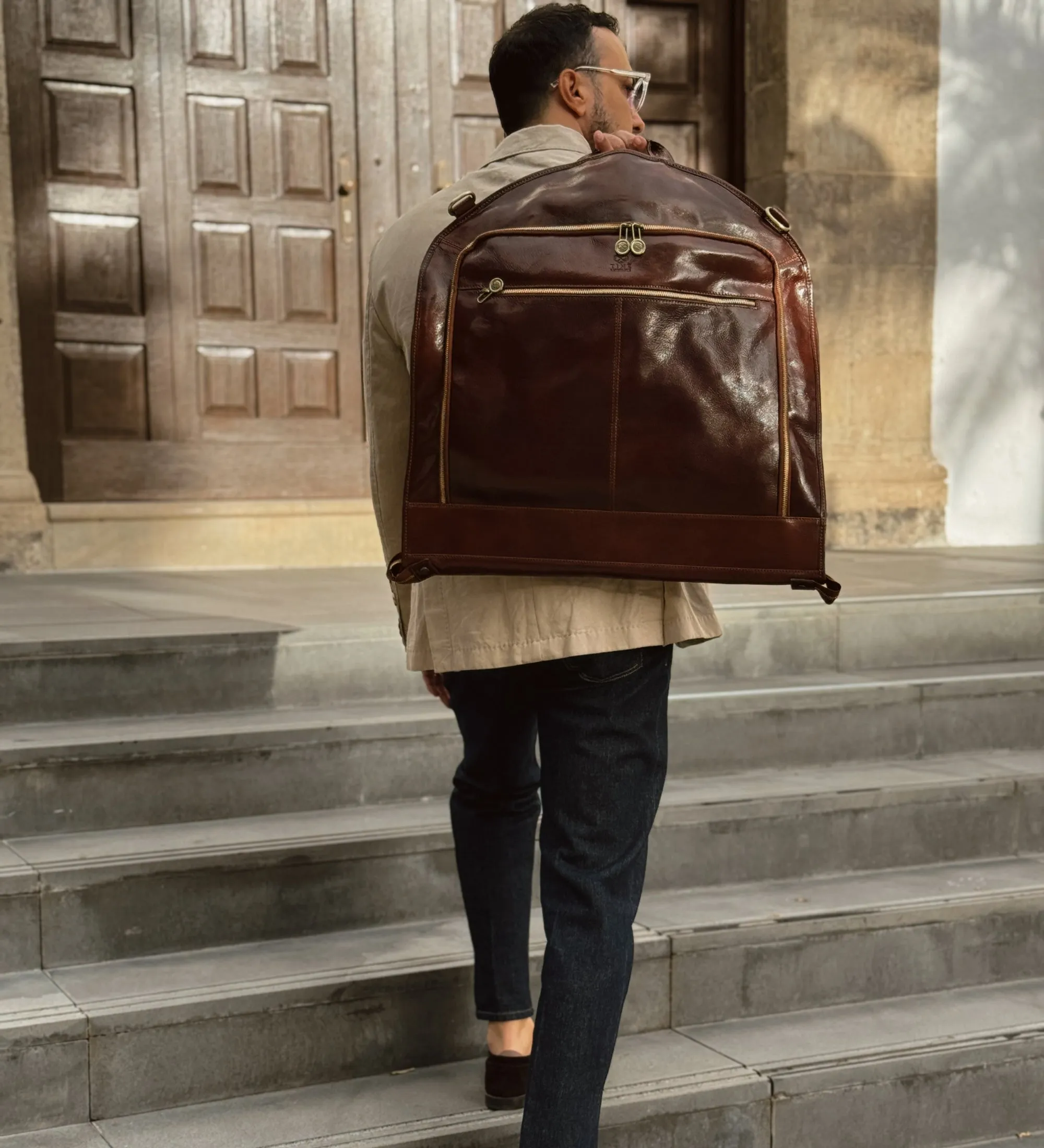 Leather Garment Bag - Travels with Charley