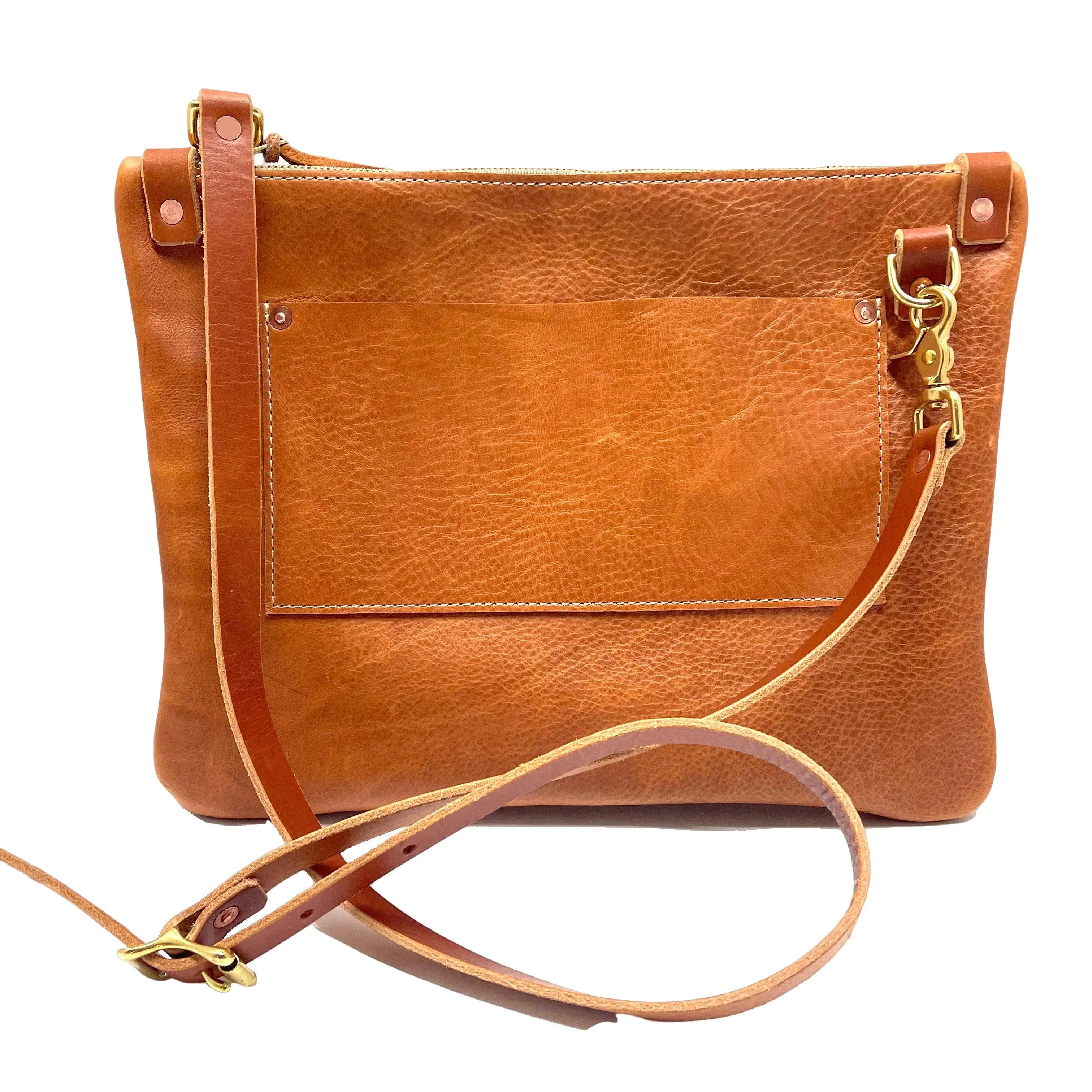 Leather Messenger Bag in Copper