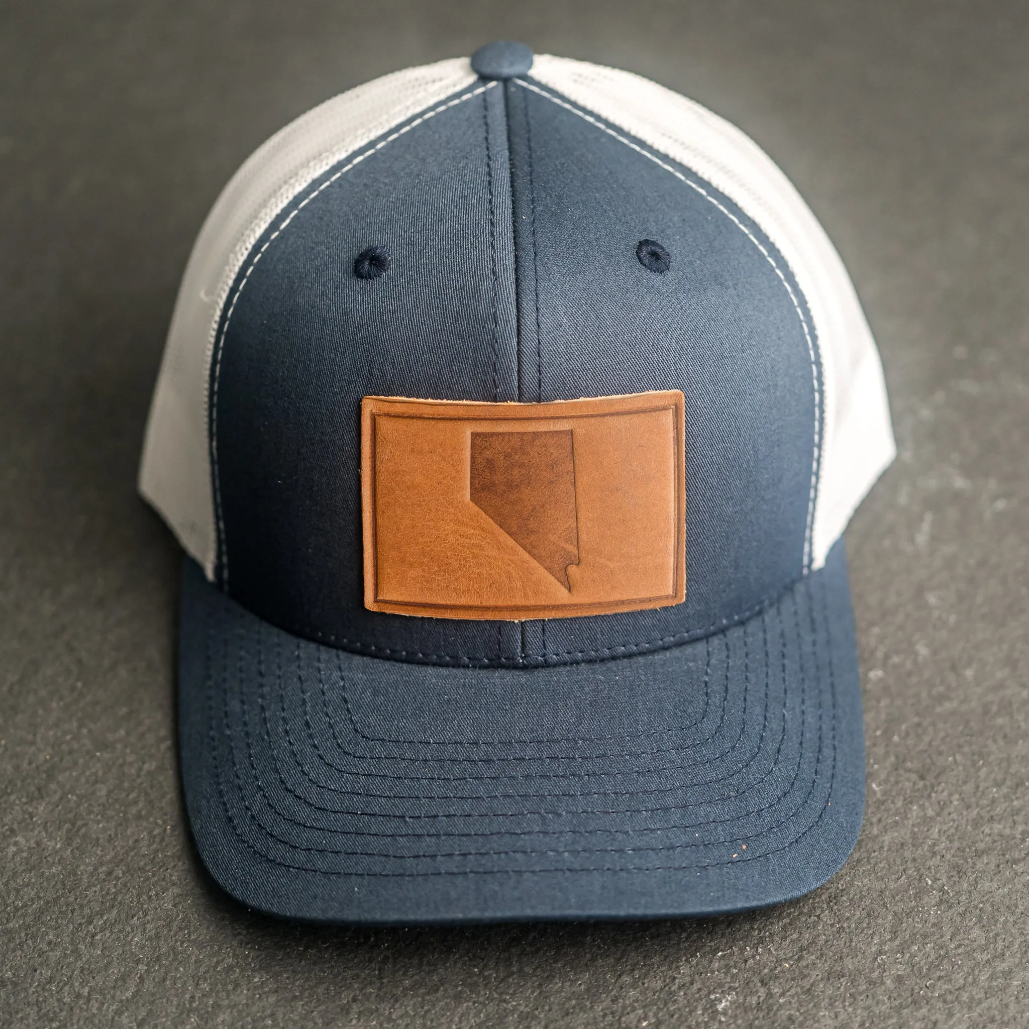 Leather Patch Trucker Style Hat - Nevada Stamp