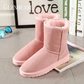 Leather Women Snow Boots