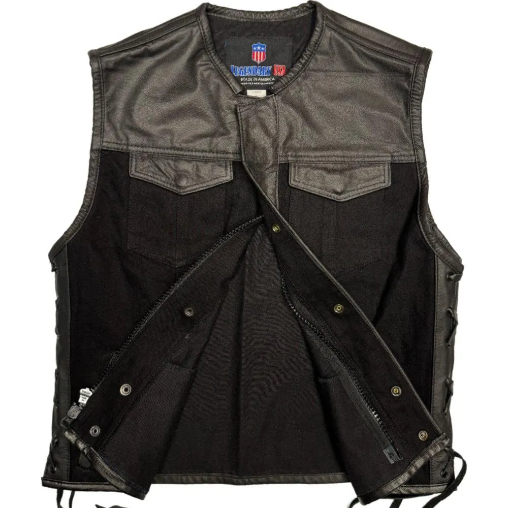 Legendary 'Black Demo' Denim Leather Motorcycle Vest