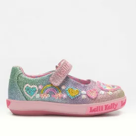 Lelli Kelly Unicorn Rainbow Girls Multi Glitter Canvas Shoe