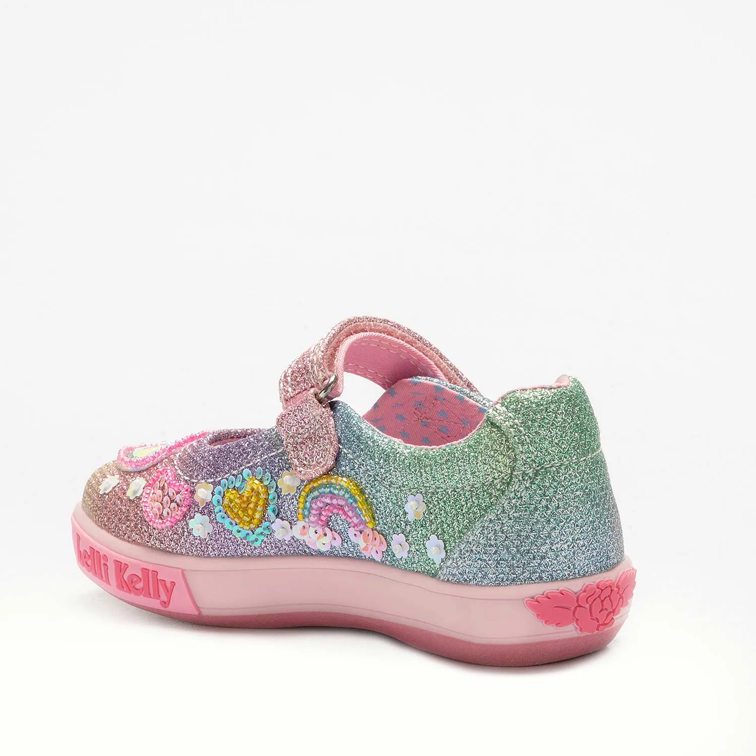 Lelli Kelly Unicorn Rainbow Girls Multi Glitter Canvas Shoe