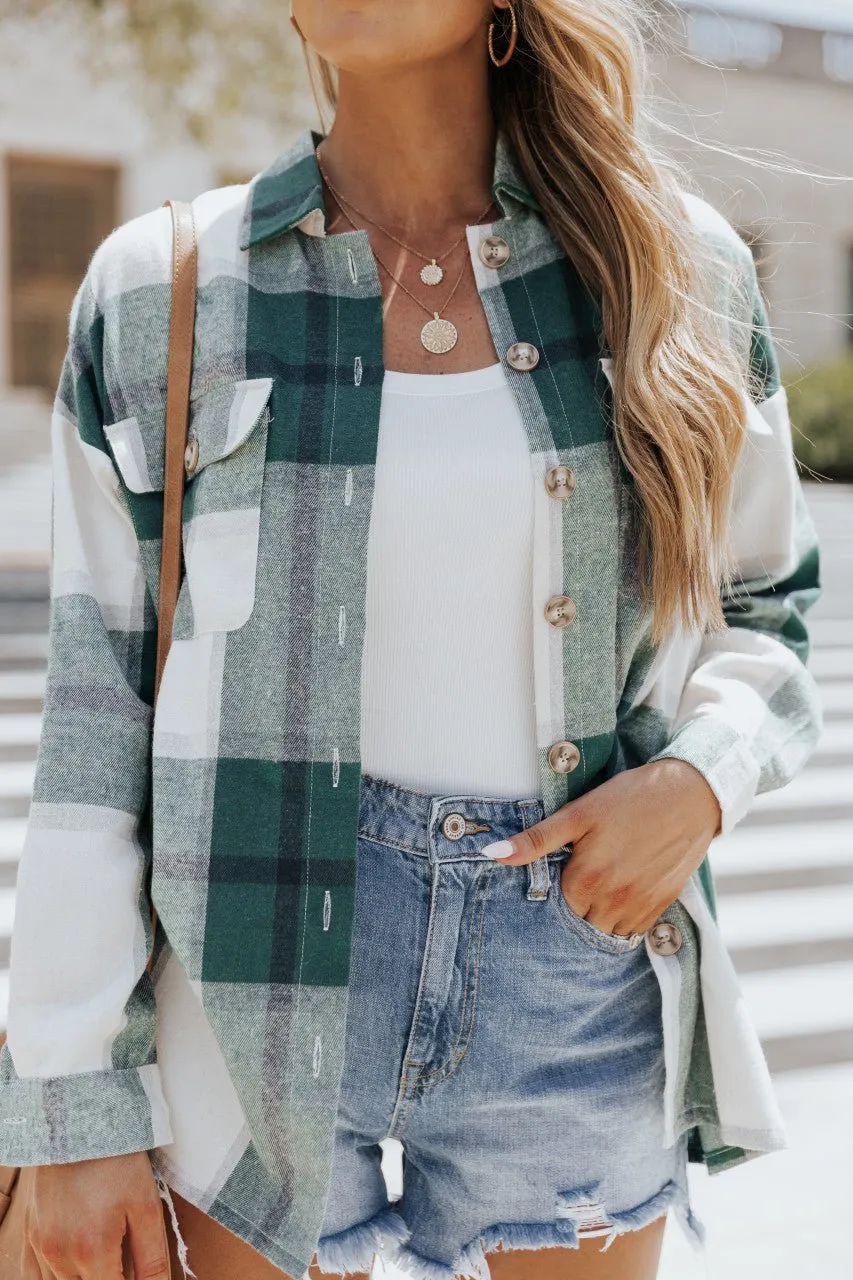 Lennon Sea Green Plaid Flannel Shacket - FINAL SALE