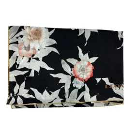 Leonard Paris Scarf Black Pink Floral Design - Luxury Cashmere Silk Shawl