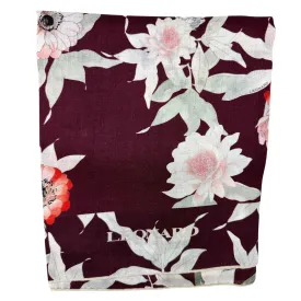 Leonard Paris Scarf Maroon Floral Design - Luxury Cashmere/ Silk Shawl