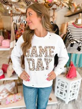 Leopard Paint Splatter Game Day Sweatshirt