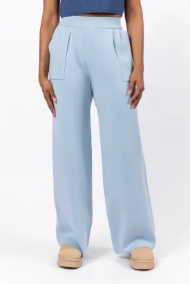 Let's Debrief Light Blue Wide Leg Sweater Pants