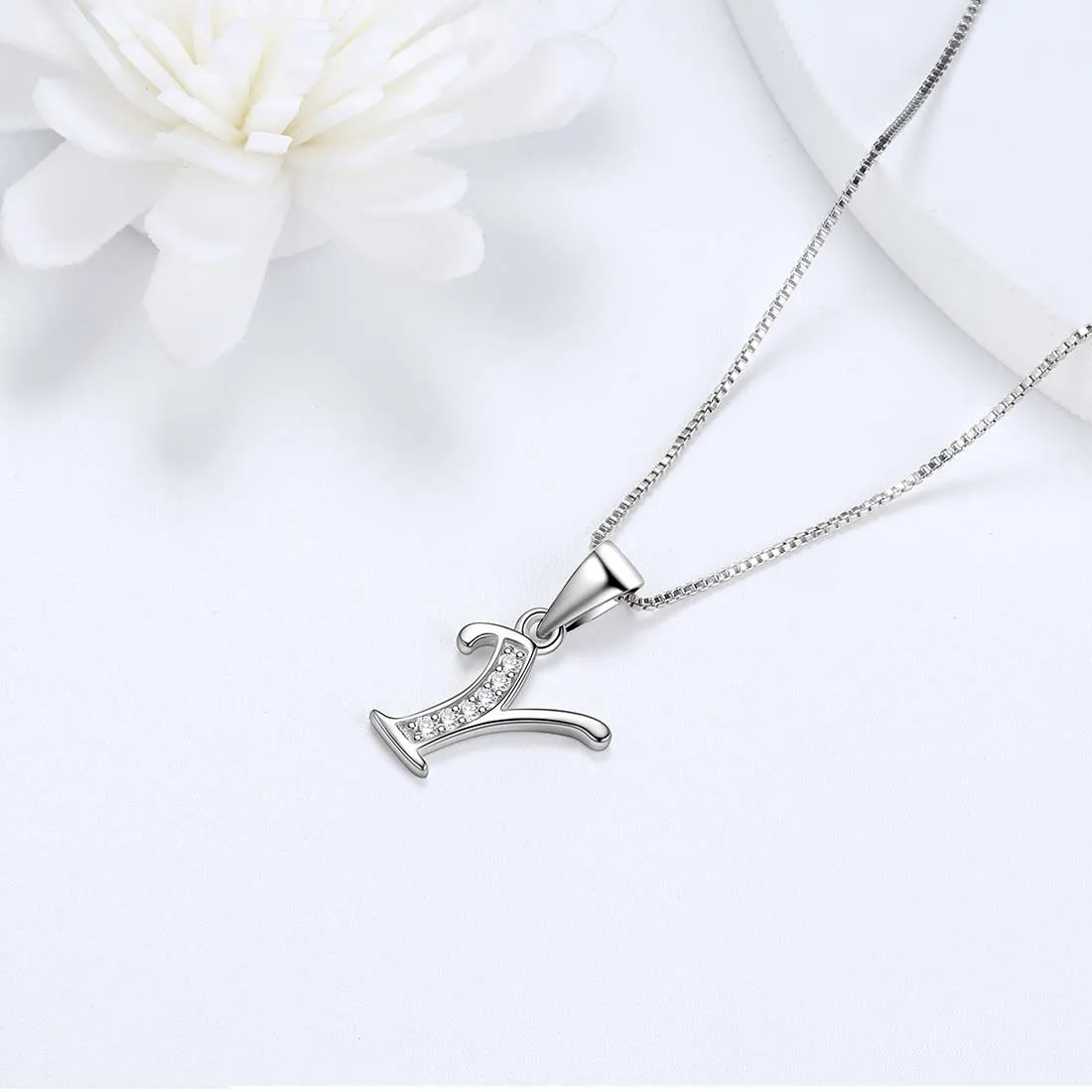 Letter Y Initial Necklaces Pendant Women Men Name Jewelry Gift 925 Silver