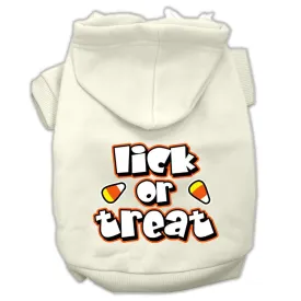 Lick Or Treat Screen Print Pet Hoodies Cream Size XL (16)