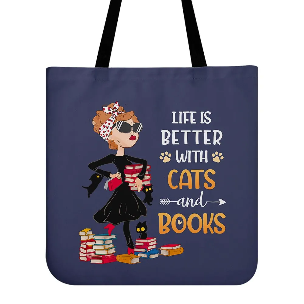 Life Is Better With Cats And Books Book Lovers Gift TBF476