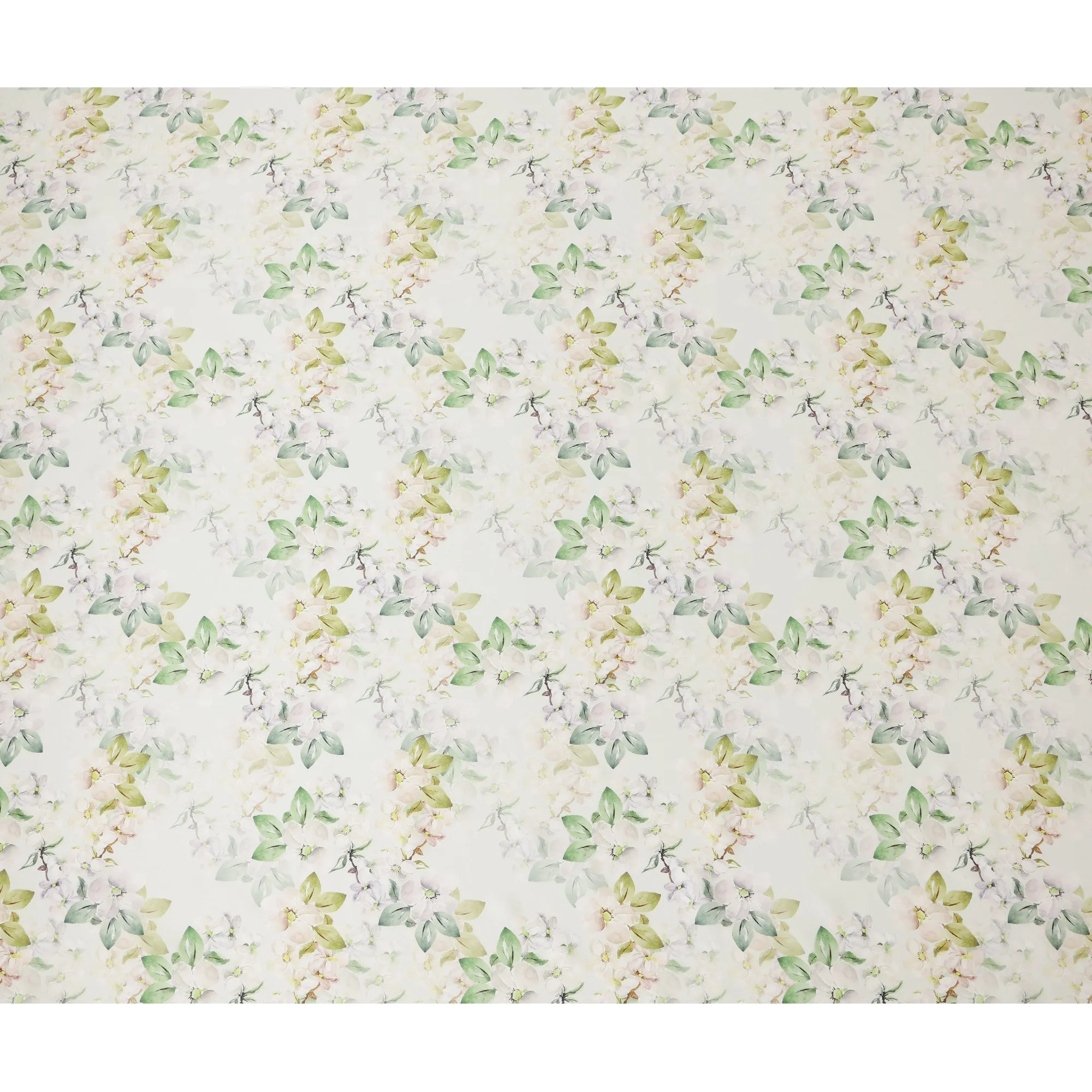 Light Green Floral Pure Silk Satin Fabric - 140 cm Width, Made in Italy-D20727