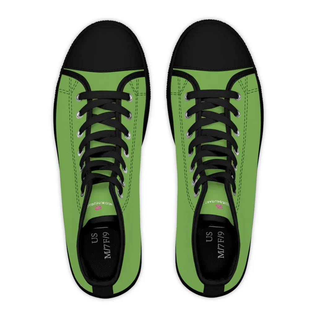 Light Green Ladies' High Tops, Solid Color Best Women's High Top Canvas Sneakers Tennis Shoes