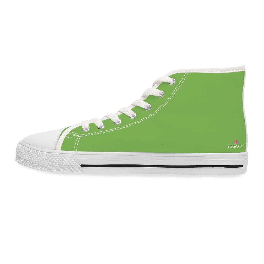 Light Green Ladies' High Tops, Solid Color Best Women's High Top Canvas Sneakers Tennis Shoes