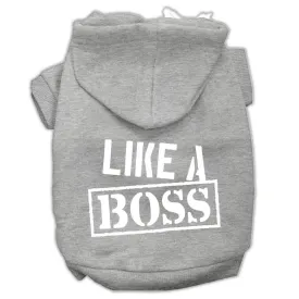 Like A Boss Screen Print Pet Hoodies Grey Size Lg (14)