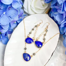 Limited Edition Everyday Golden Lapis Earrings and Necklace