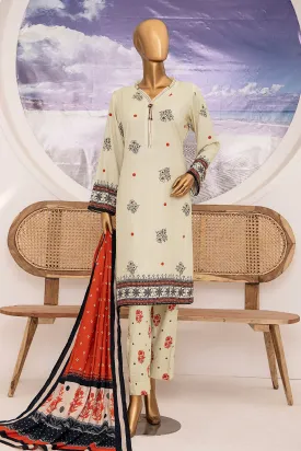 Linen Wintry By HZ Unstitched 3 Piece Printed Linen Vol-02 Collection'2024-LWS-1162-White