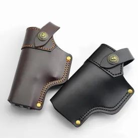 Lion Rivet Leather Holster With Retention Strap Belt Bag