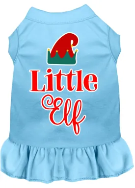 Little Elf Screen Print Dog Dress Baby Blue Med