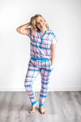 Little Sleepies Rosy Plaid Two-Piece Women's Bamboo Pajama Set