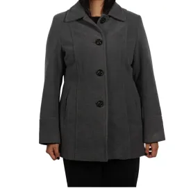 LIZ CLAIBORNE - Breasted Buttoned Short Wool Pea Coat Jacket