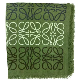 Loewe Scarf Green Anagram - Wool Cashmere Silk Shawl