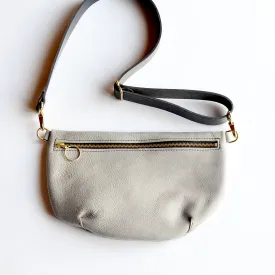 LOLA Sling Bag - Short Crossbody - Pebbled Grey Leather