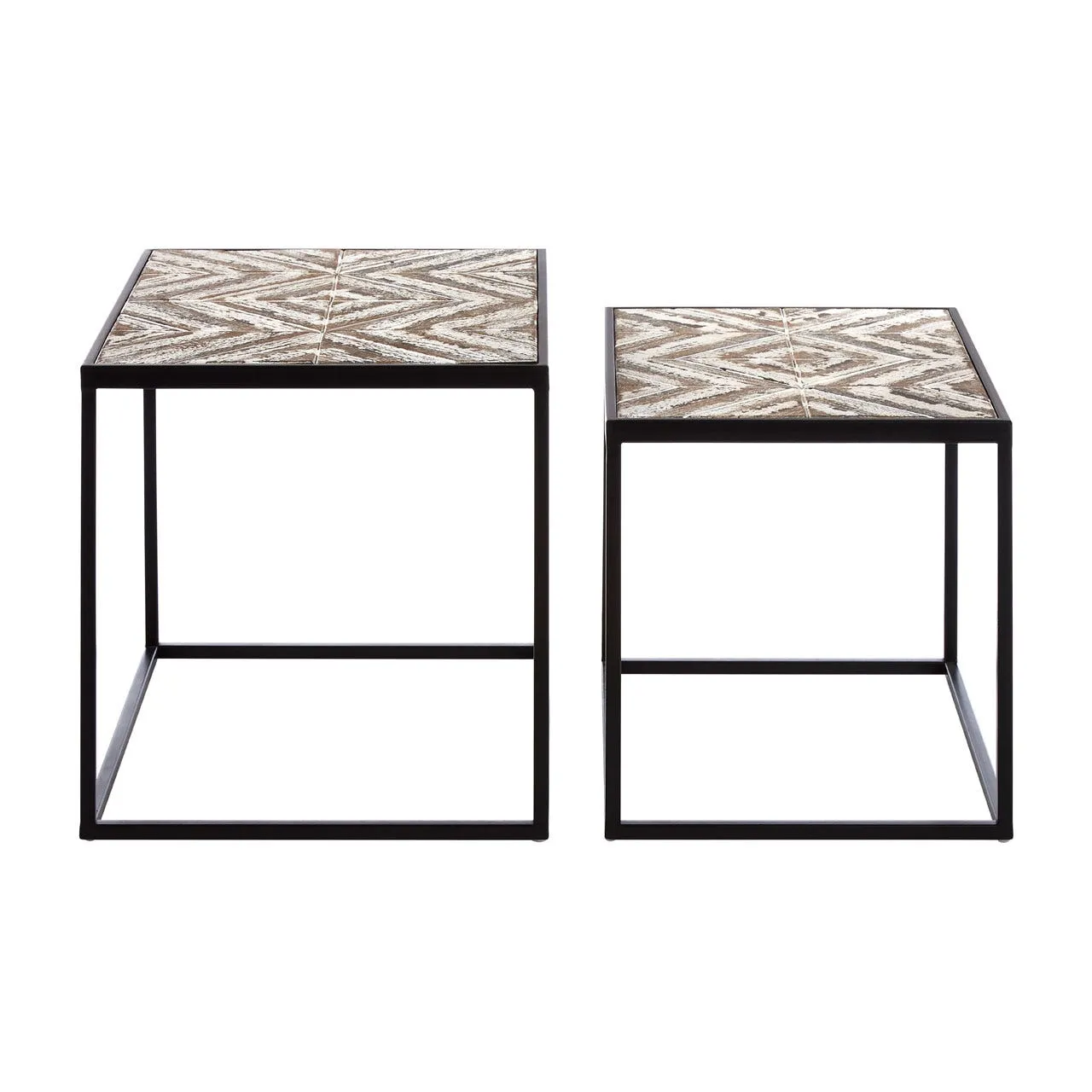 Lombok Natural Wood & Metal Nest of Tables