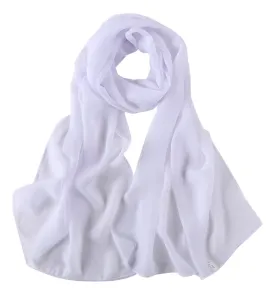 Long Chiffon Scarf Solid White Color CHL401