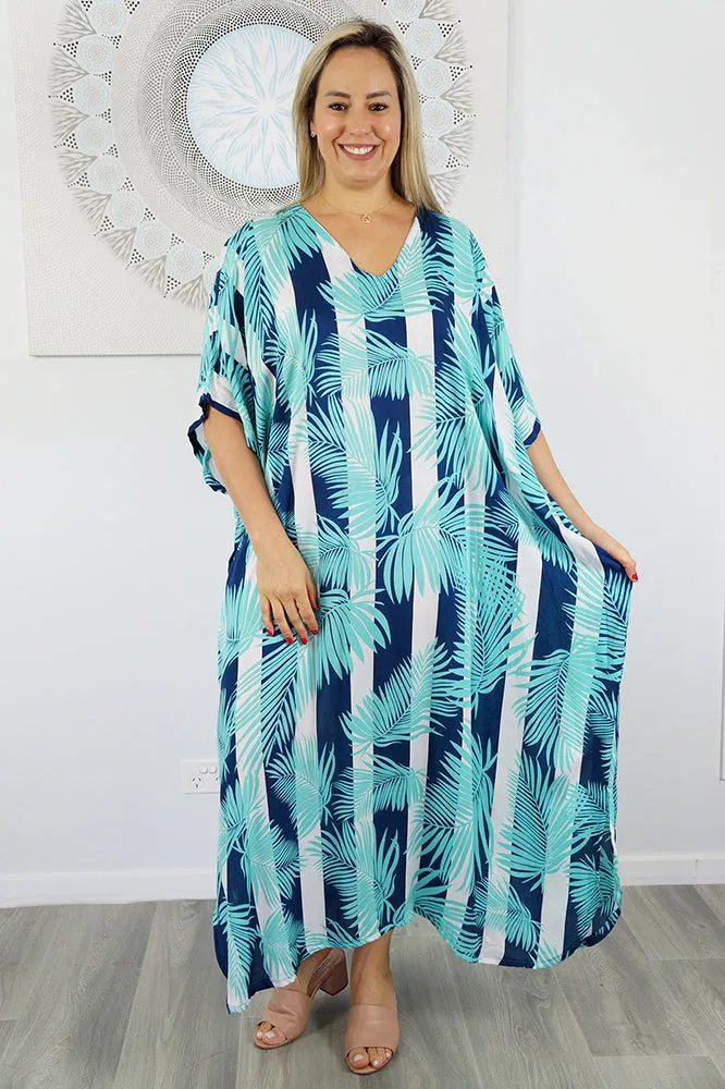 Long Kaftan "Leaf-Stripe"