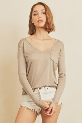 LONG SLEEVE POCKET TEE (TAUPE)