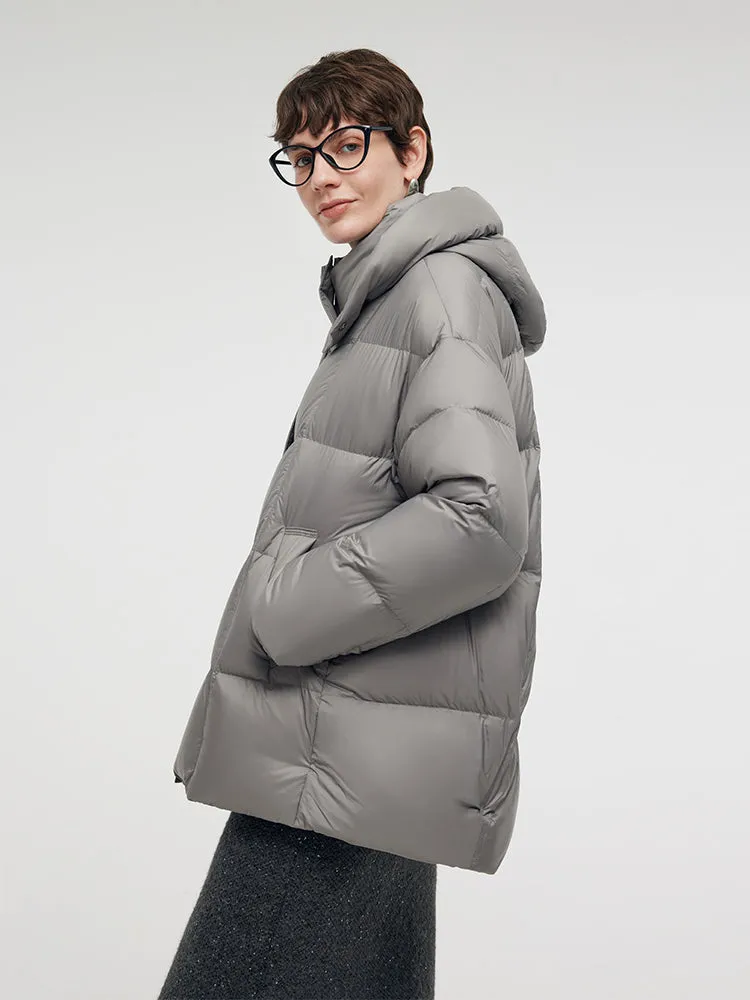 Loose Fit Hooded Goose Down Jacket