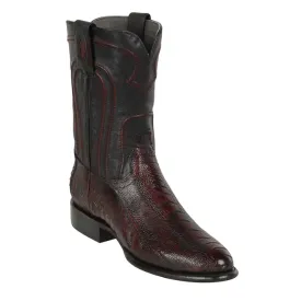 Los Altos Boots Mens #690518 Roper Style | Genuine Ostrich Leg Leather Boots  | Color Black Cherry