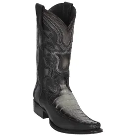 Los Altos Boots Mens #76F8238 European Square Toe | Genuine Caiman Belly With Deer Sides Boots | Color Faded Gray