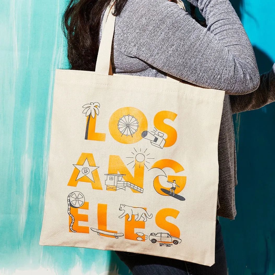 los angeles font grocery tote