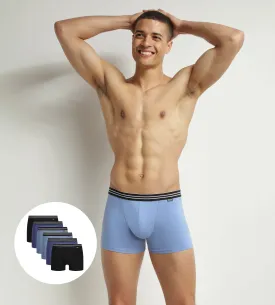 Lot de 6 boxers homme en coton stretch Noir et Bleu EcoDim