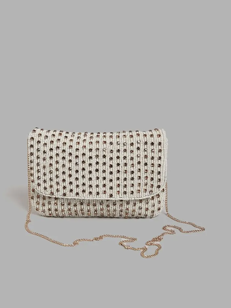 LOV Beaded Gold Embellished Clutch