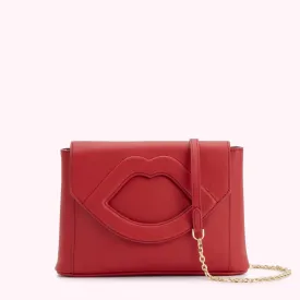 LULU RED LIP CUT OUT EMERY CLUTCH BAG