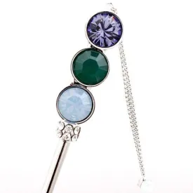 LUX Swarovski Rhinestone Tri-color Hair Stick with Tassels