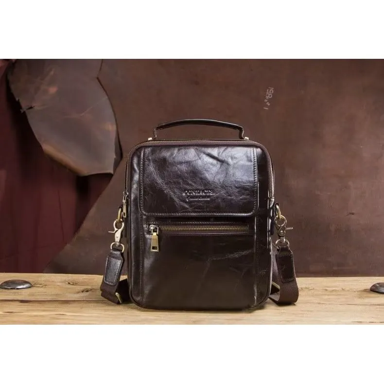 Luxury Crossbody Messenger Bag: Crazy Horse Rugged Collection