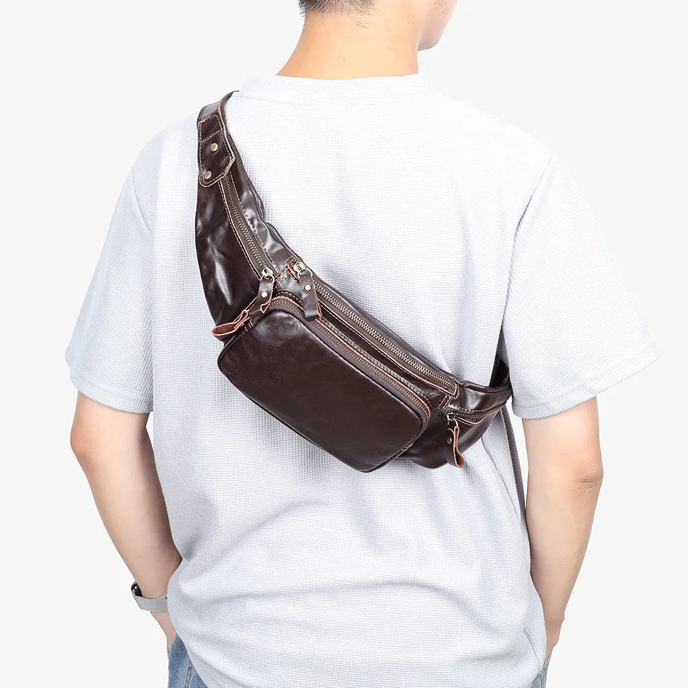 Luxury Leather Pillow Waist Messenger Bag