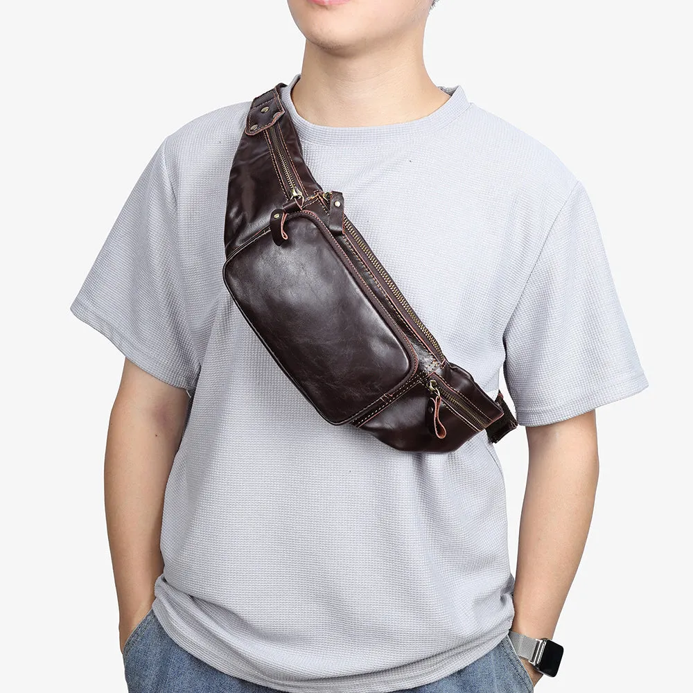 Luxury Leather Pillow Waist Messenger Bag