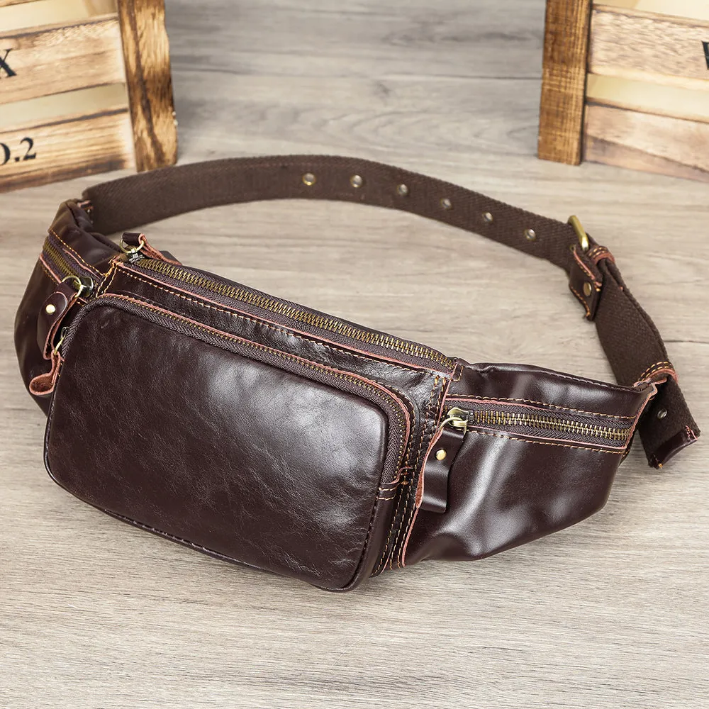 Luxury Leather Pillow Waist Messenger Bag