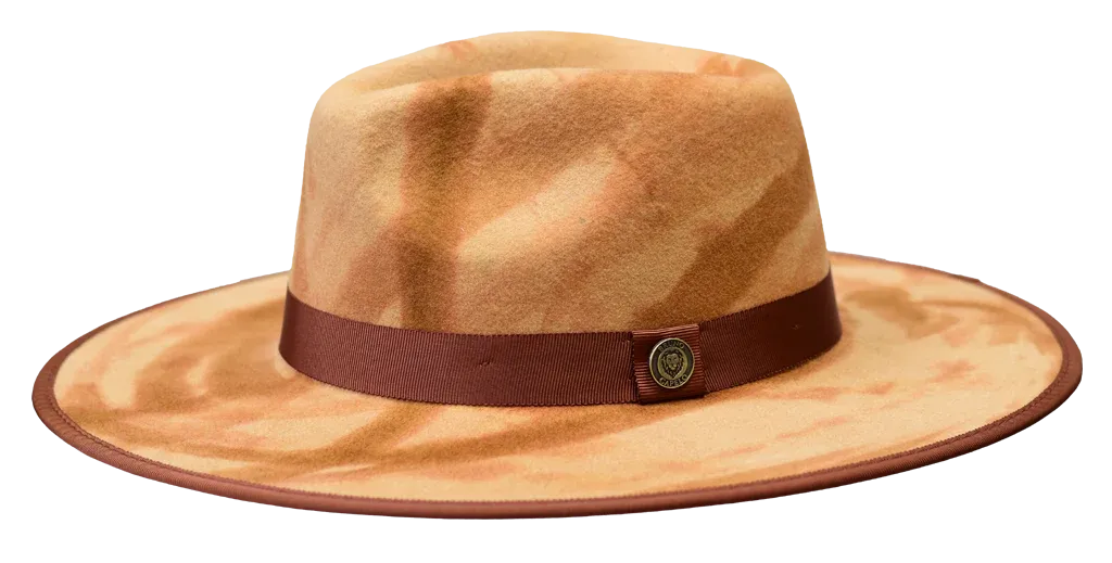 Macchiato Wool Felt Hand-Dyed Flat Wide Brim Hat