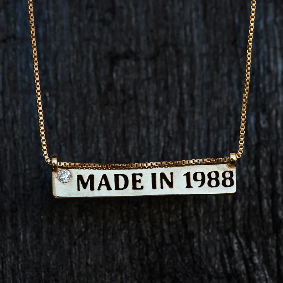 Made In Birth Year Gold Necklace with Diamond