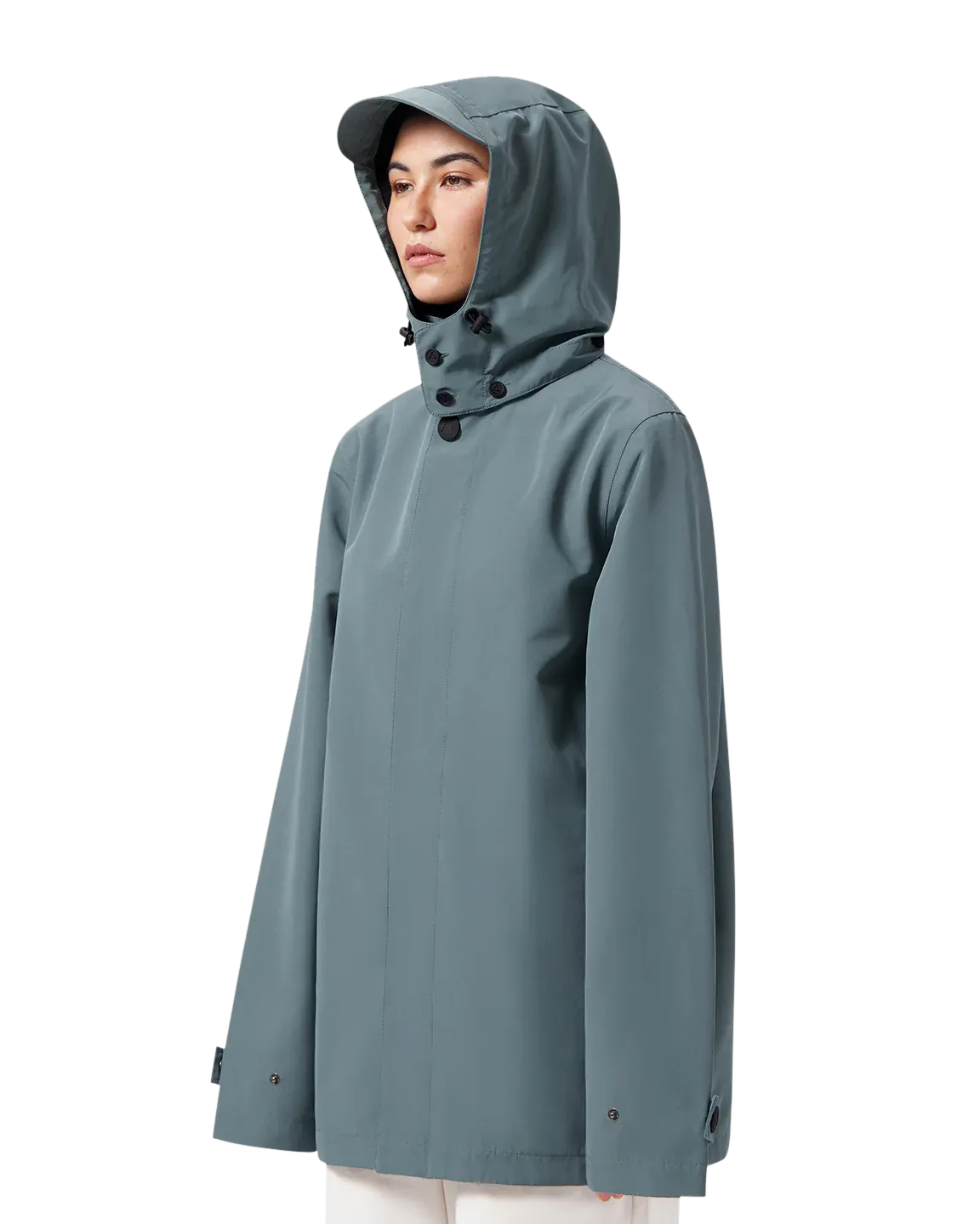 MAIUM Mac short raincoat blue grey unisex