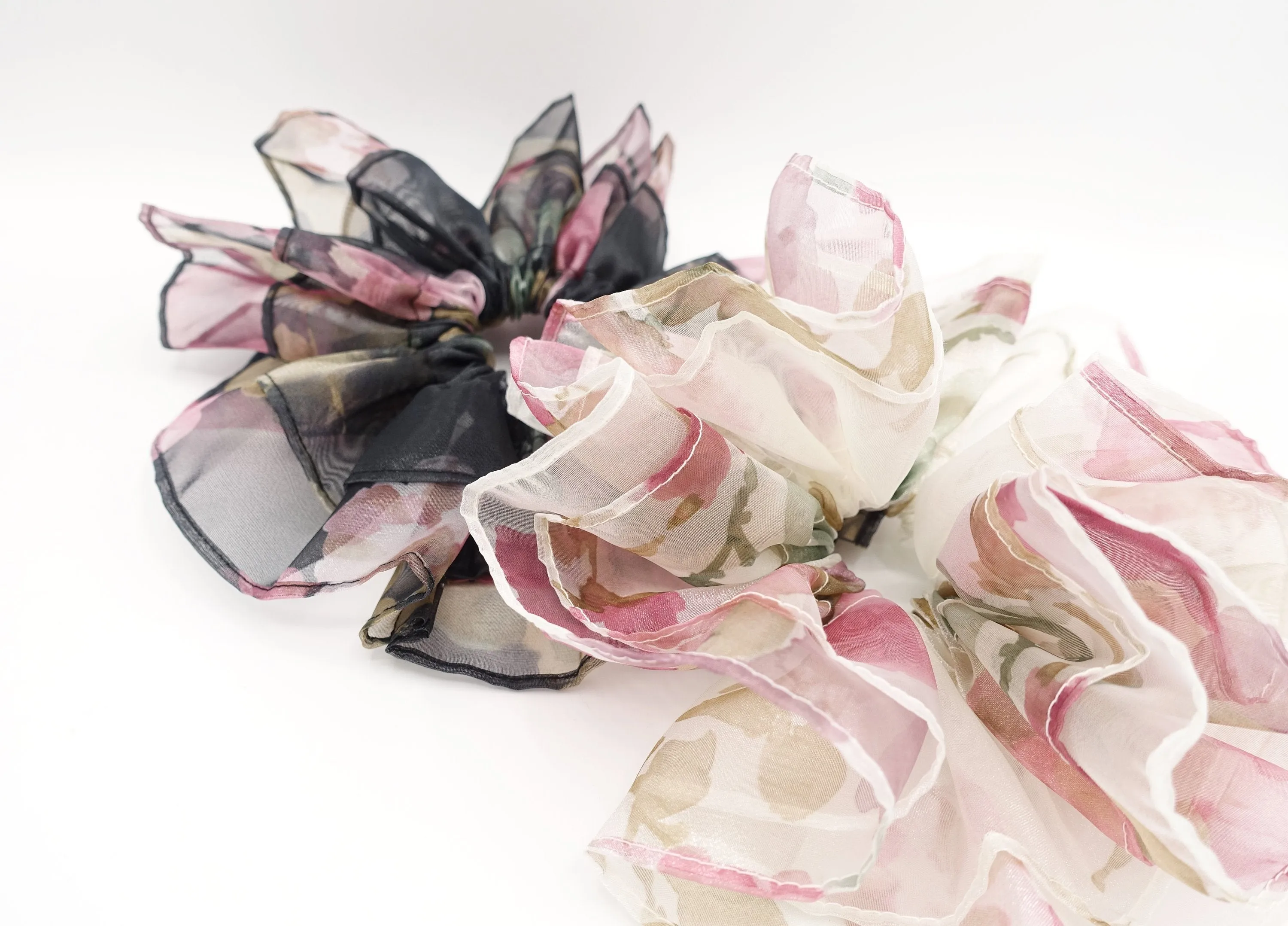 mammoth floral oversized scrunchies organza big hair elastic tie scrunchy for women