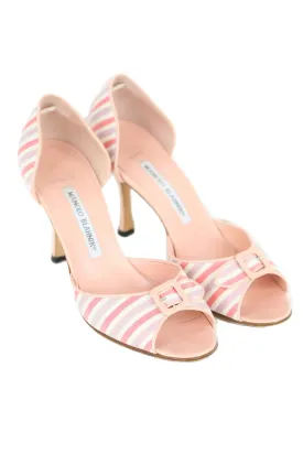 Manolo Blahnik Pink Peep Toe Pumps (37.5)